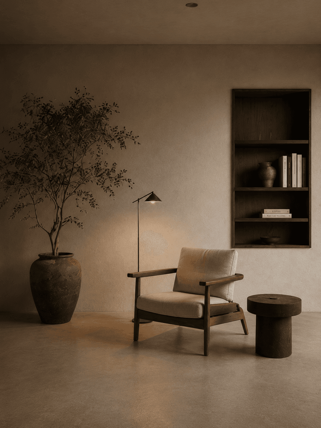 Serene minimalist living corner