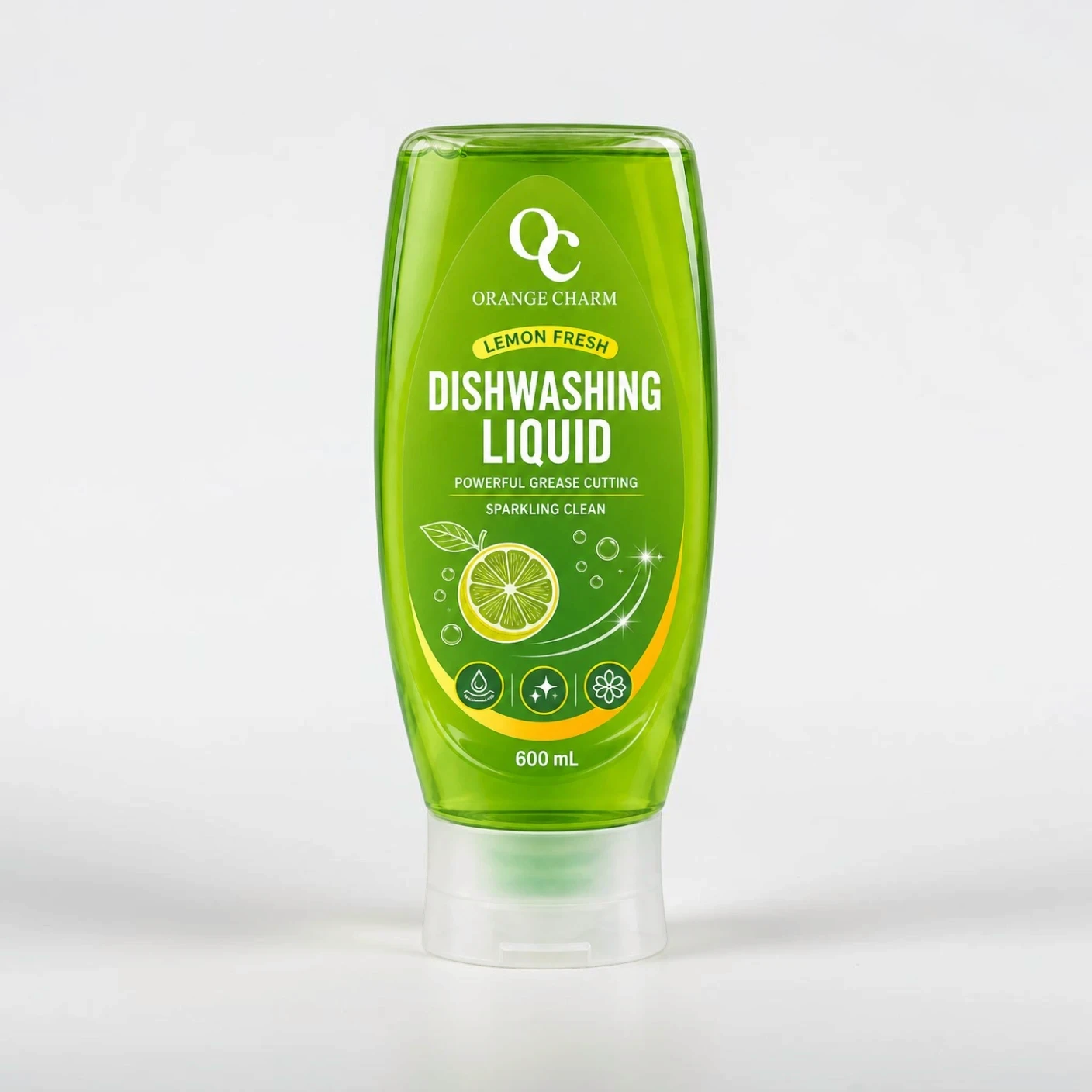 High-efficiency dishwashing liquid in clear bulk bottles for supermarket retail, supporting private label (OEM) and sustainable chemical solutions.