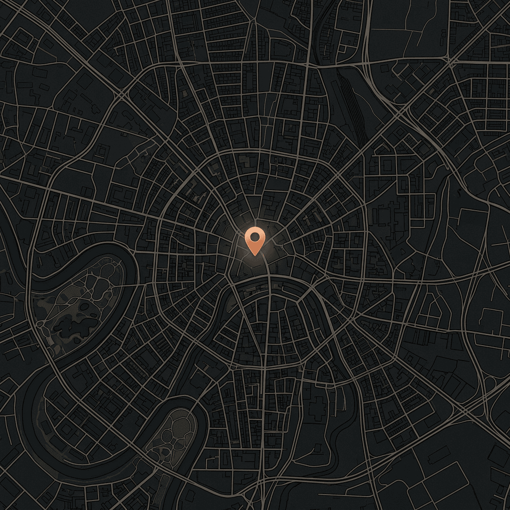 Dark city map showing the EMBER Berlin Mitte location