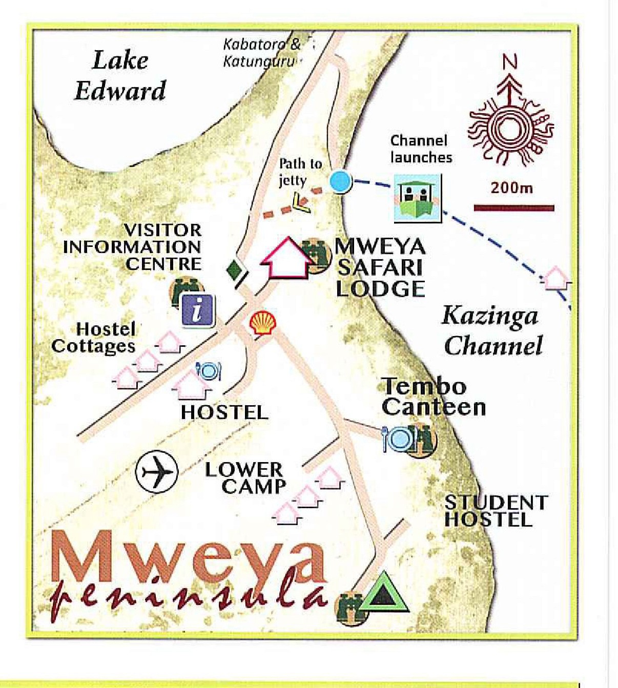 A map showing the Mweya Peninsular and the neighborhood