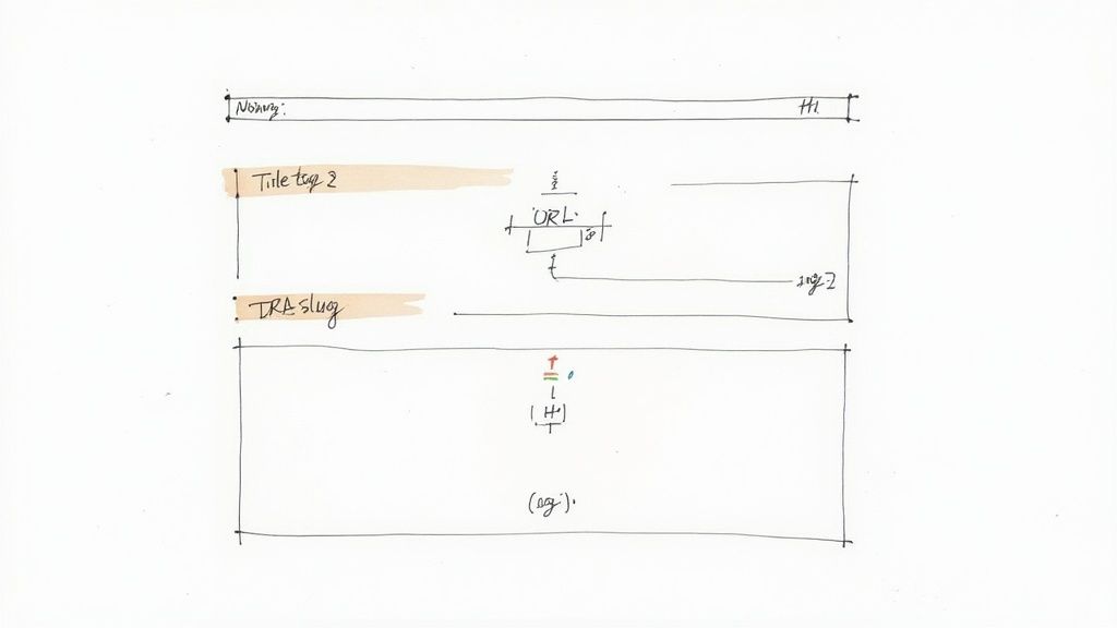A website being edited on a laptop, showing where to add keywords to a website.