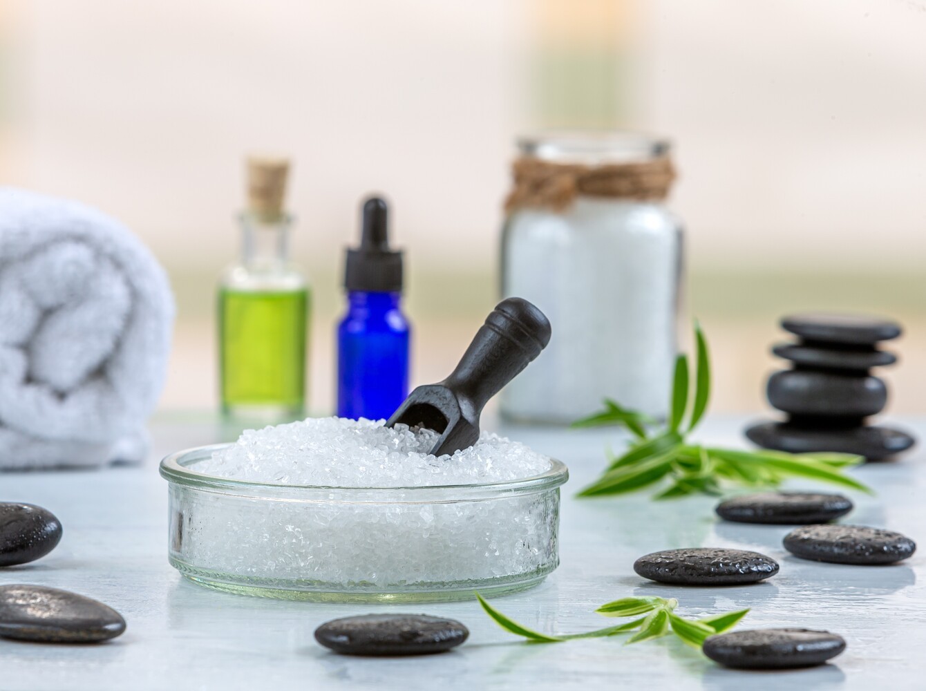 woman taking a relaxing hot Epsom salt weight loss bath with candles for ambiance