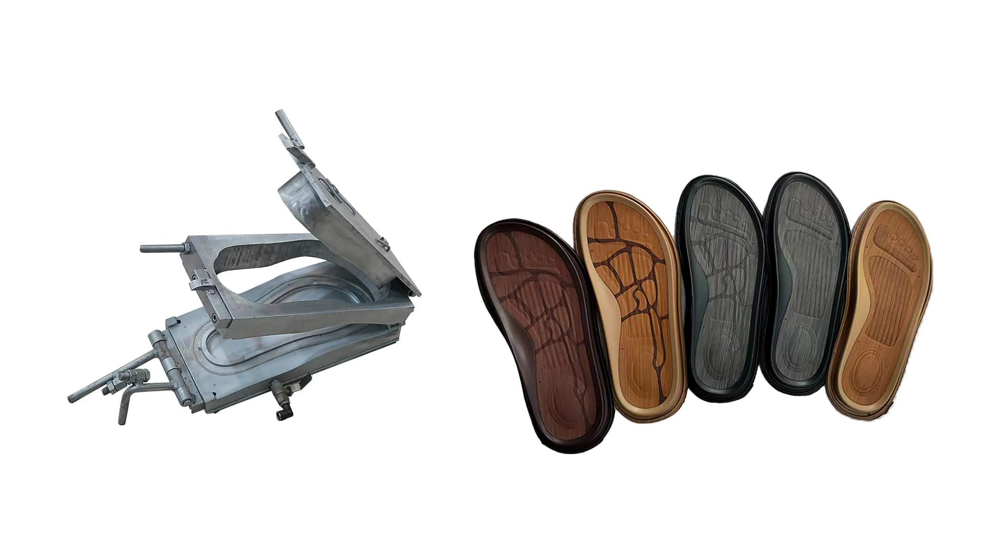 Three-pouring PU sole mold for multi-density shoe sole manufacturing