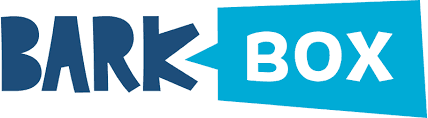 BarkBox logo, with 'BARK' in blue and 'BOX' in white on a blue tag.