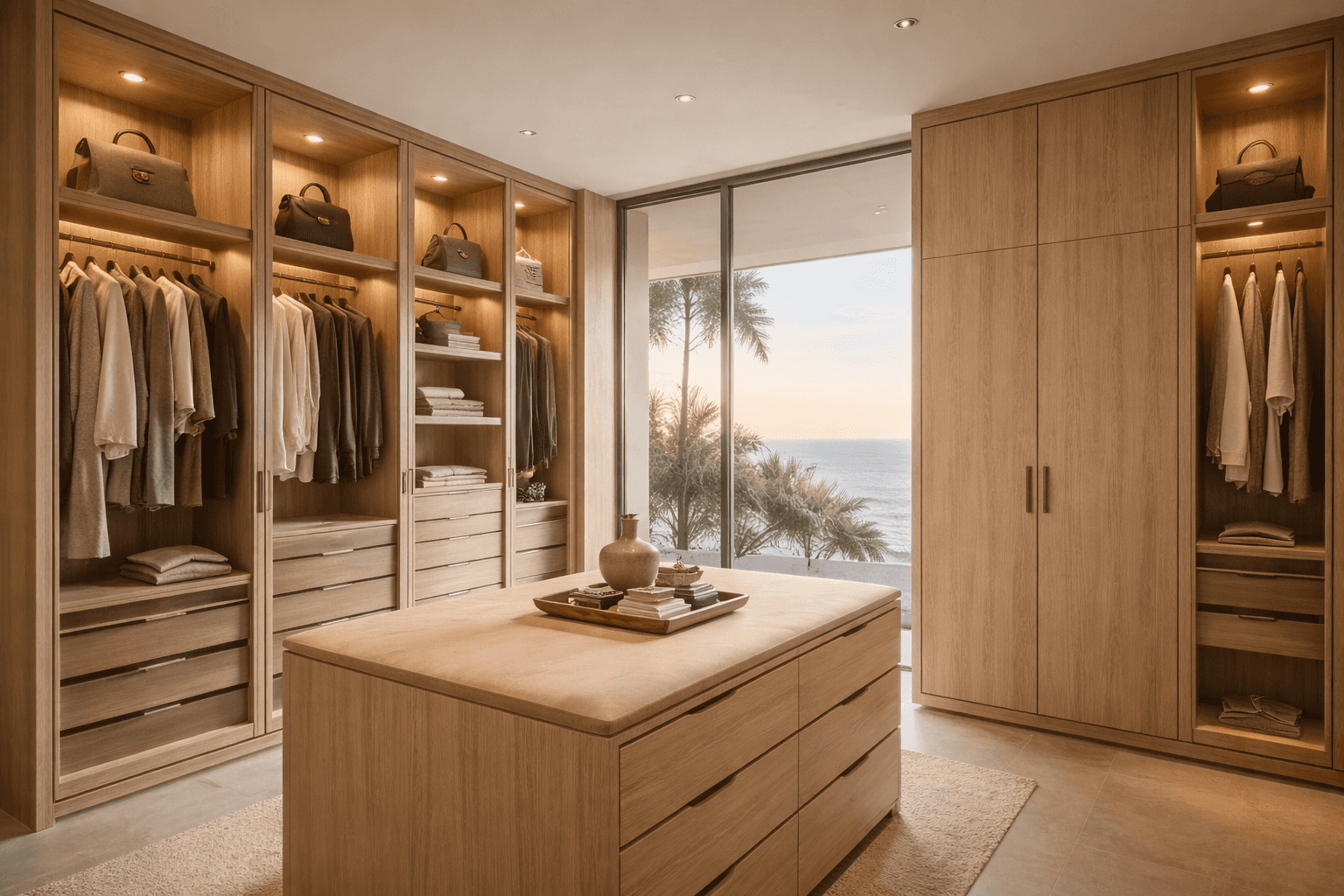 A living room with a white couch and a table