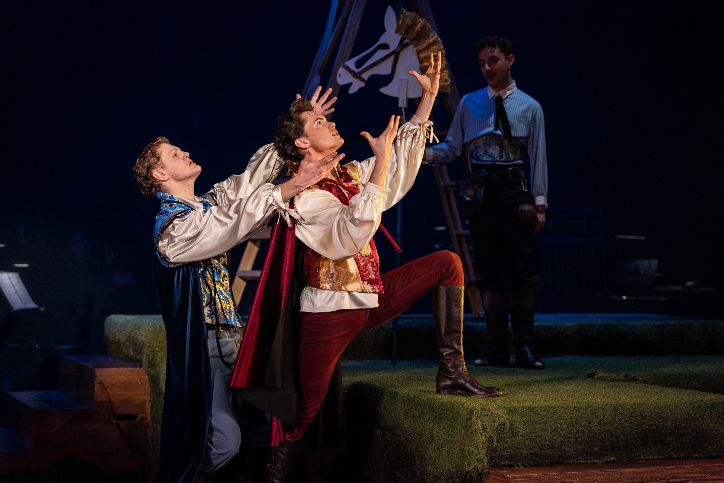 Show Photo: Jack Maddigan as "Prince Charming", James-Paul Mountstevens as "Rapunzel's Prince" and Brendan Godwin as "Steward"