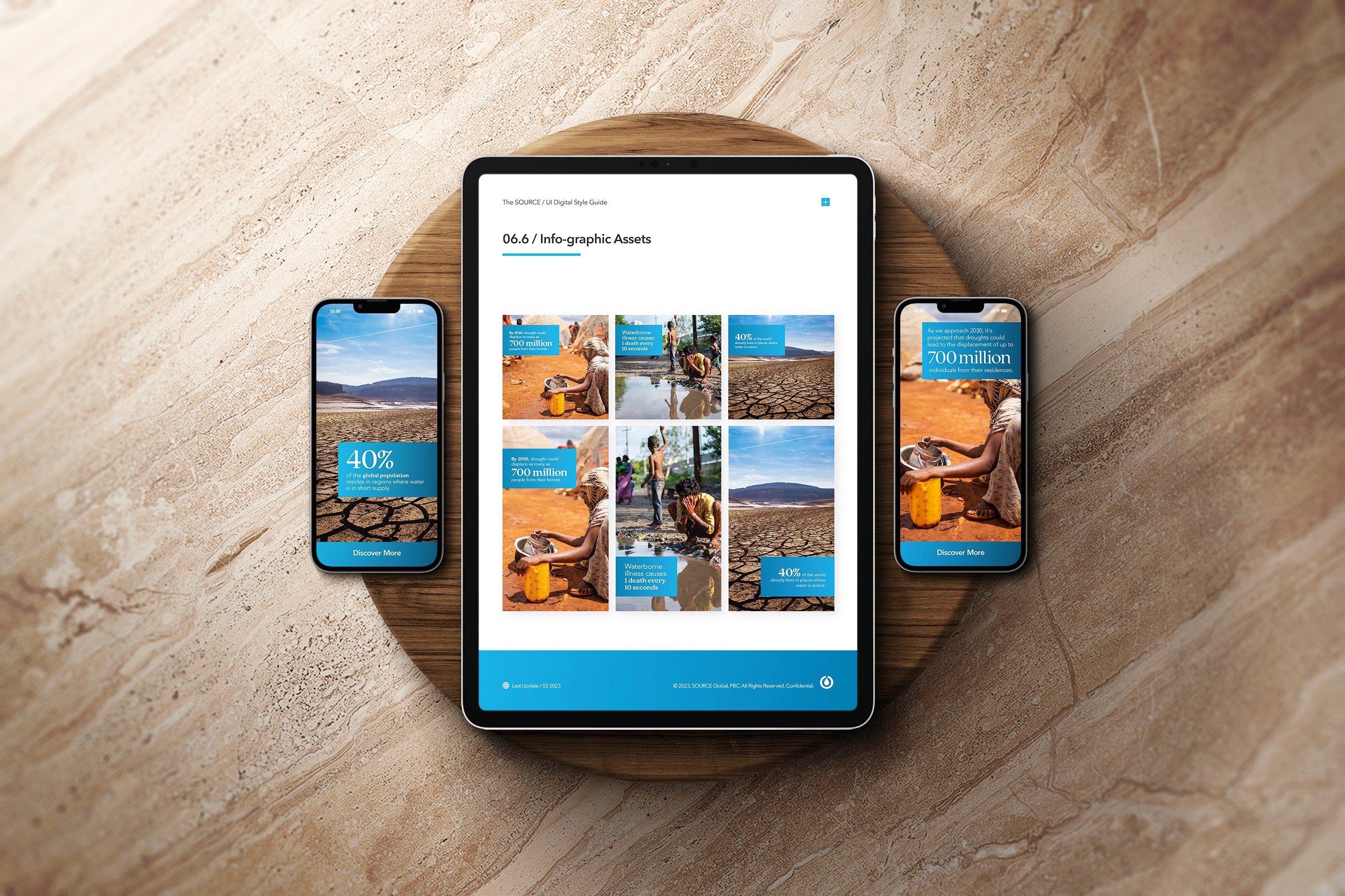 SOURCE Digital Guidelines showcasing iPad design screen on a wooden background.