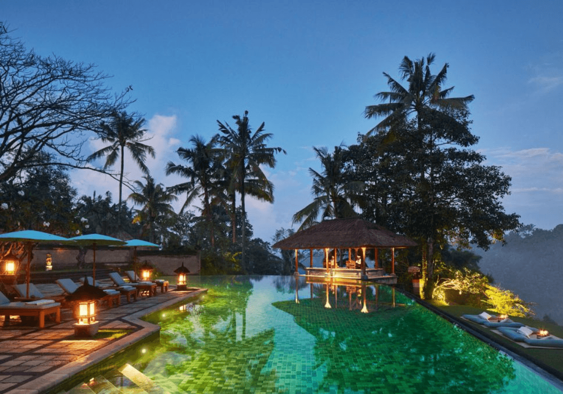 A view of a quiet pool at an Aman resort