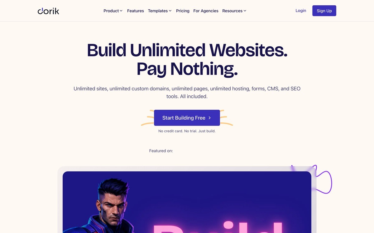 Best No Code SaaS Landing Page with Dorik