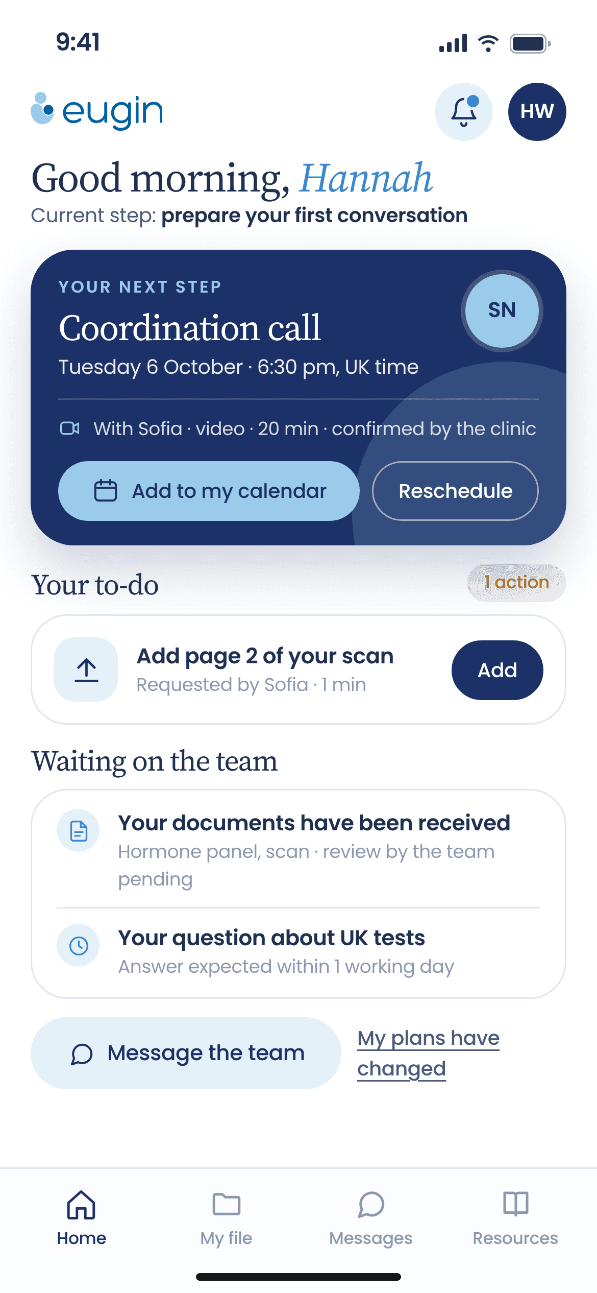 Eugin patient space v0.3: Hannah’s home and next steps