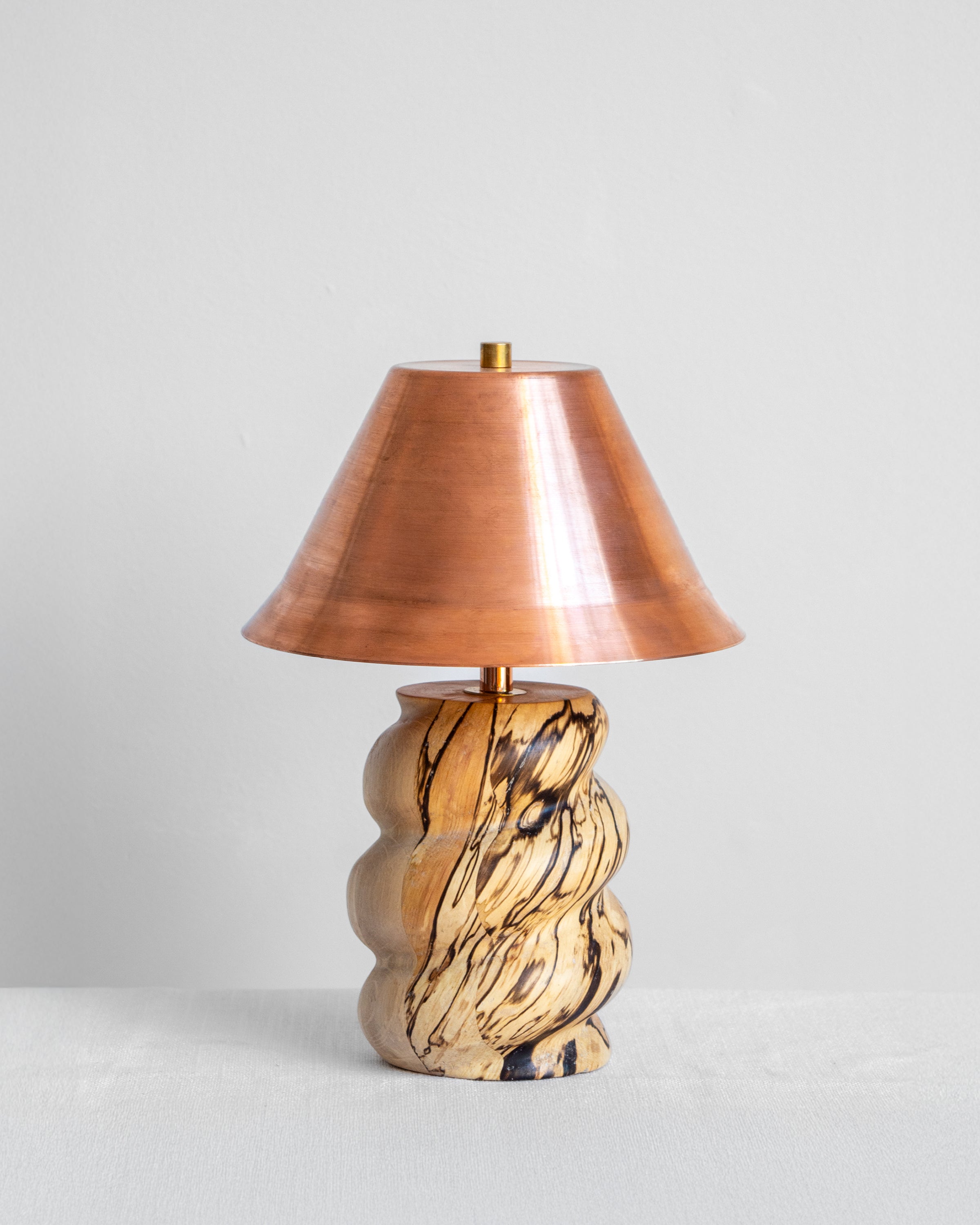Caracol Desk Lamp with Spalted base and Copper shade available in UK, EU & US/CA wiring