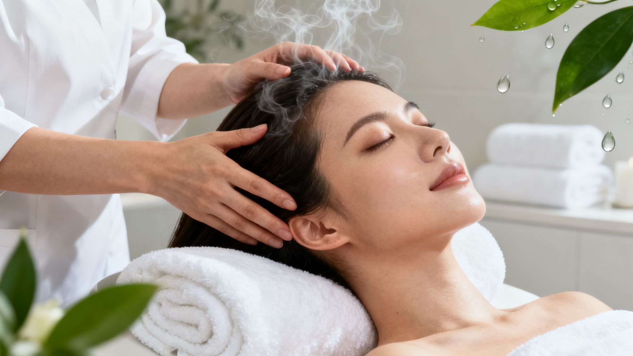 Woman enjoying a head massage