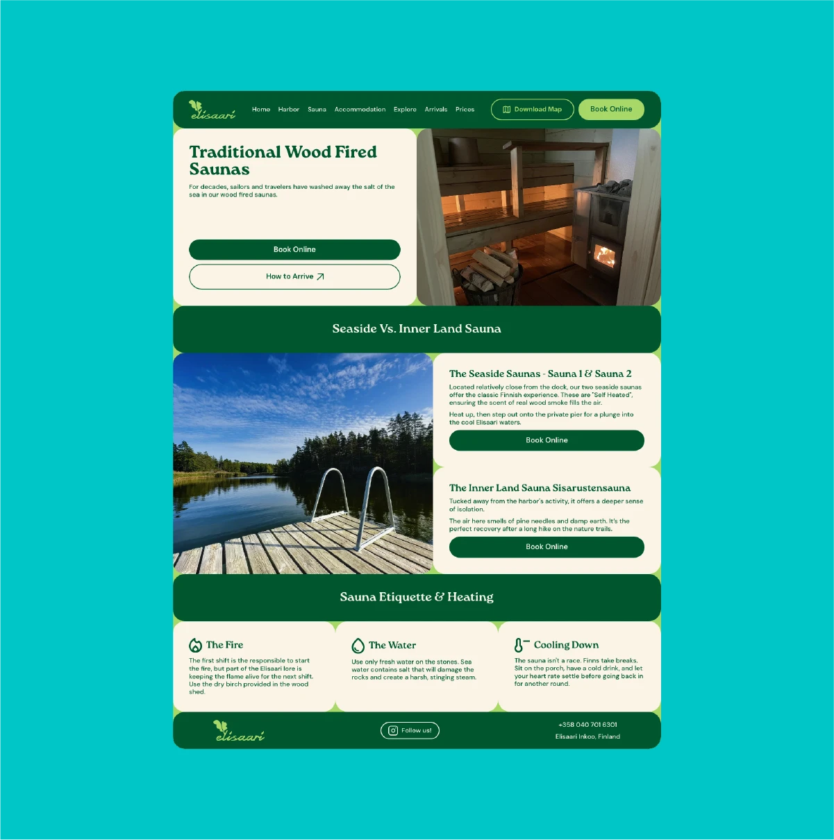 A mockup of the sauna screen desktop version.