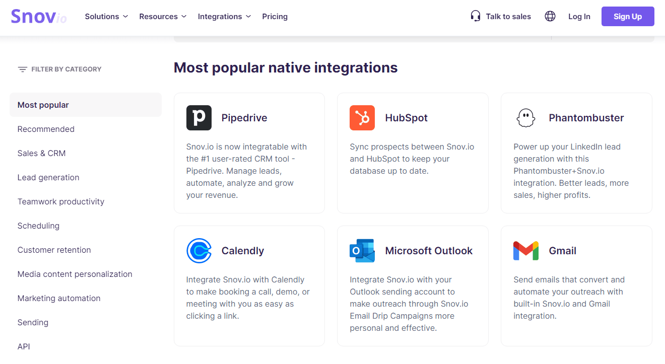 Snov.io Integration Capabilities