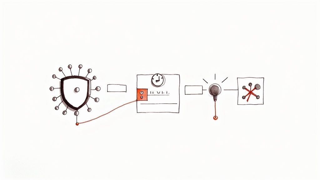 Diagram showing data scraping process from LinkedIn platform through security shield to storage network