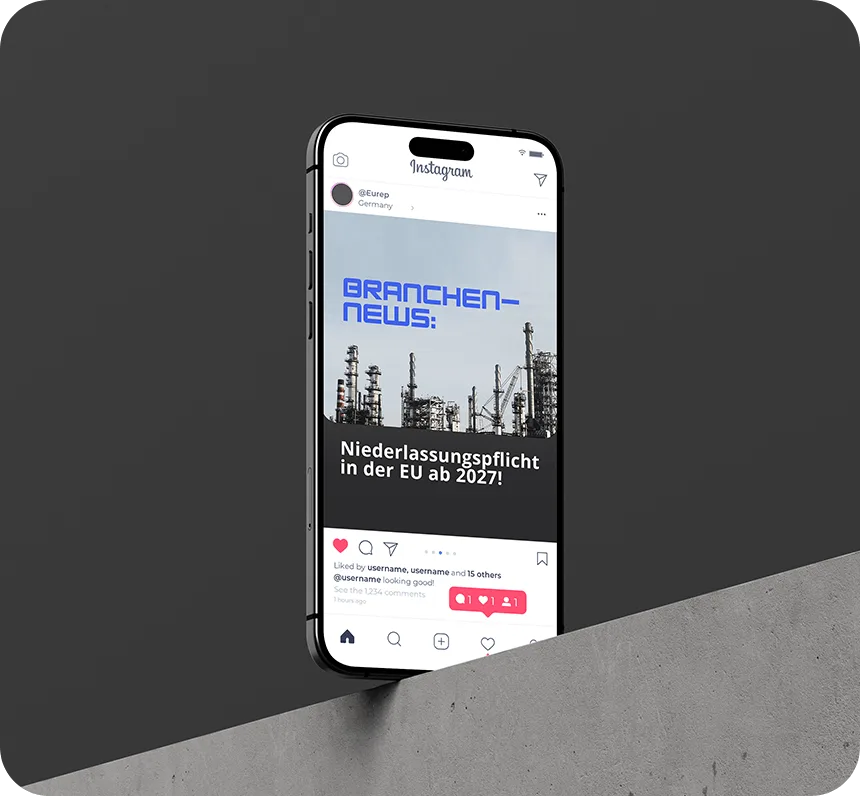 iPhone-Darstellung eines Designs für Social Media