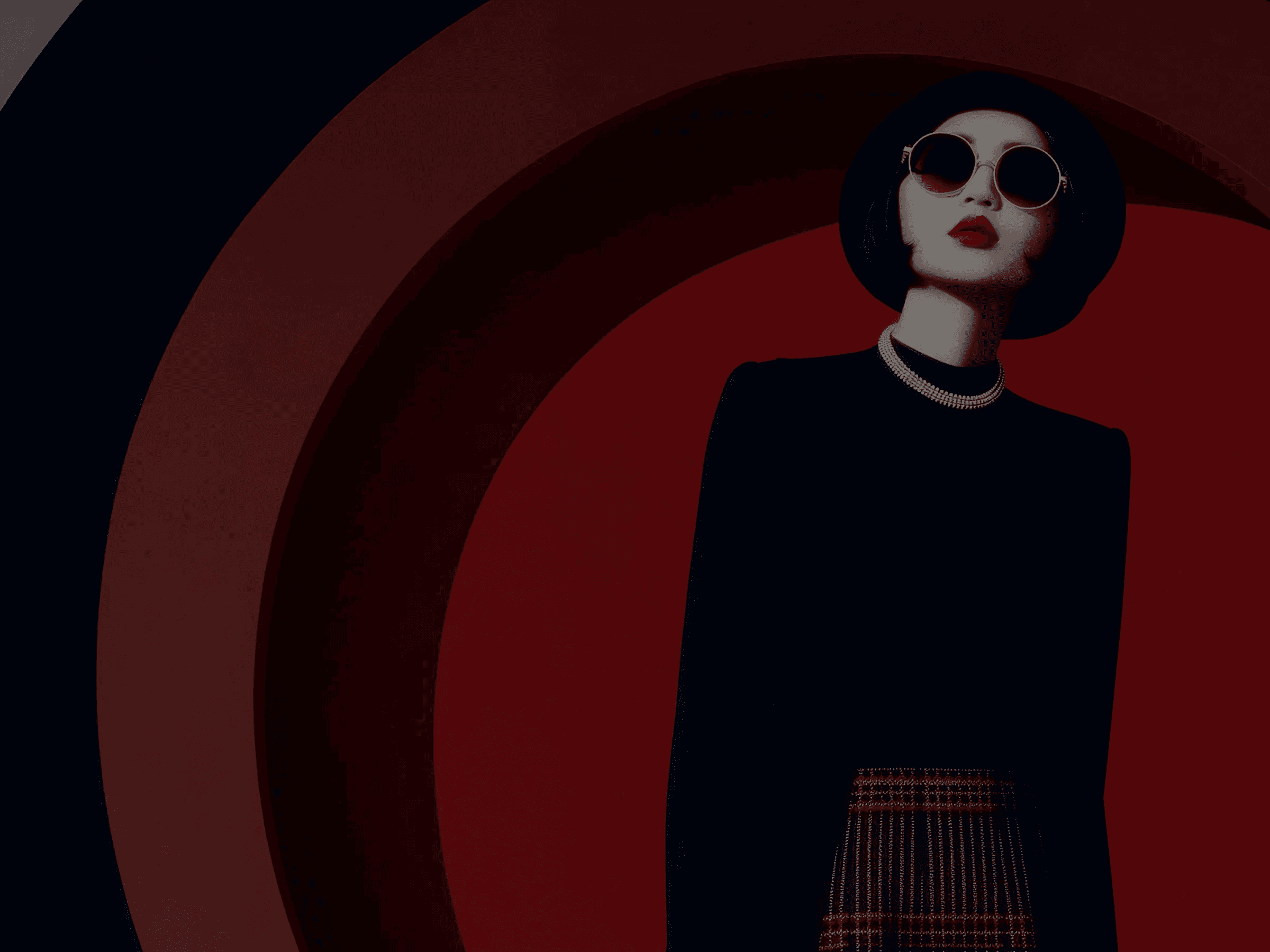 A fashion model in black dress