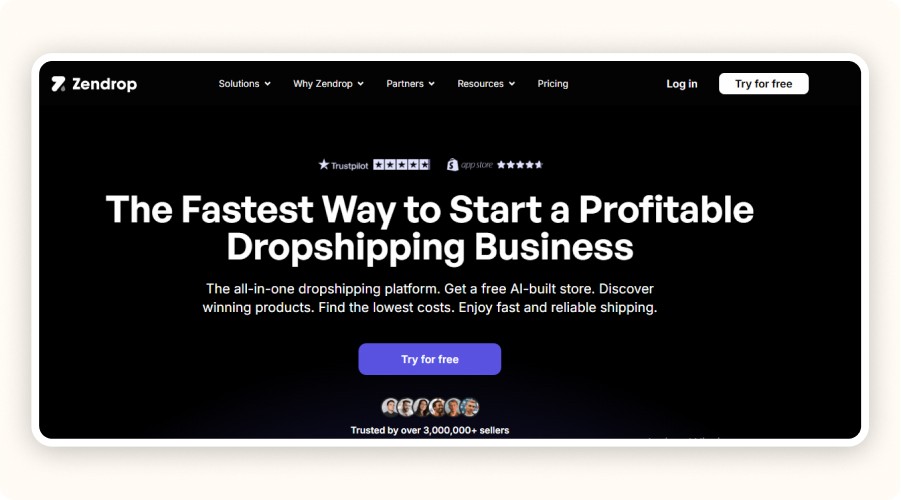 Zendrop homepage
