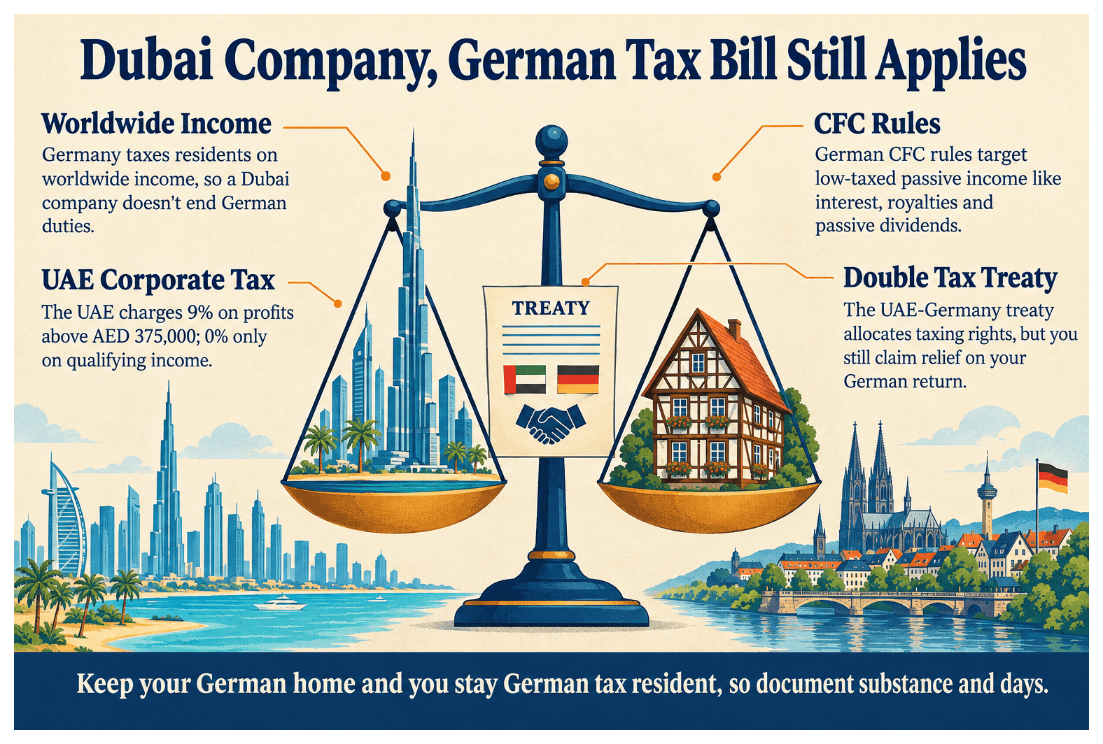 Infographic: What Germany Tax Rules Apply When You Also Own a Dubai Company