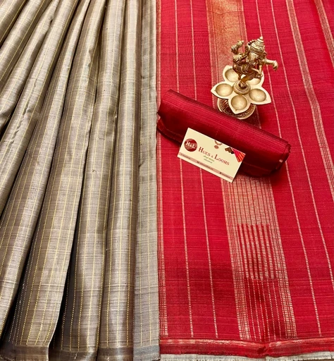 Antique Gold Striped Kanchivaram Silk Saree