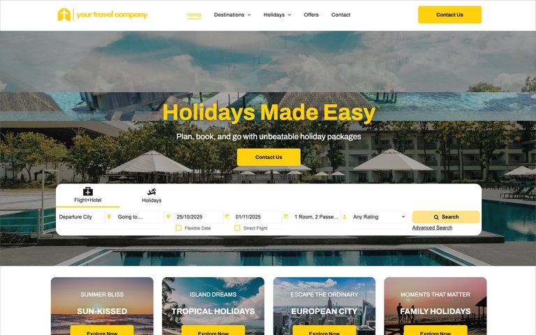 Live travel website built on Travelgenix