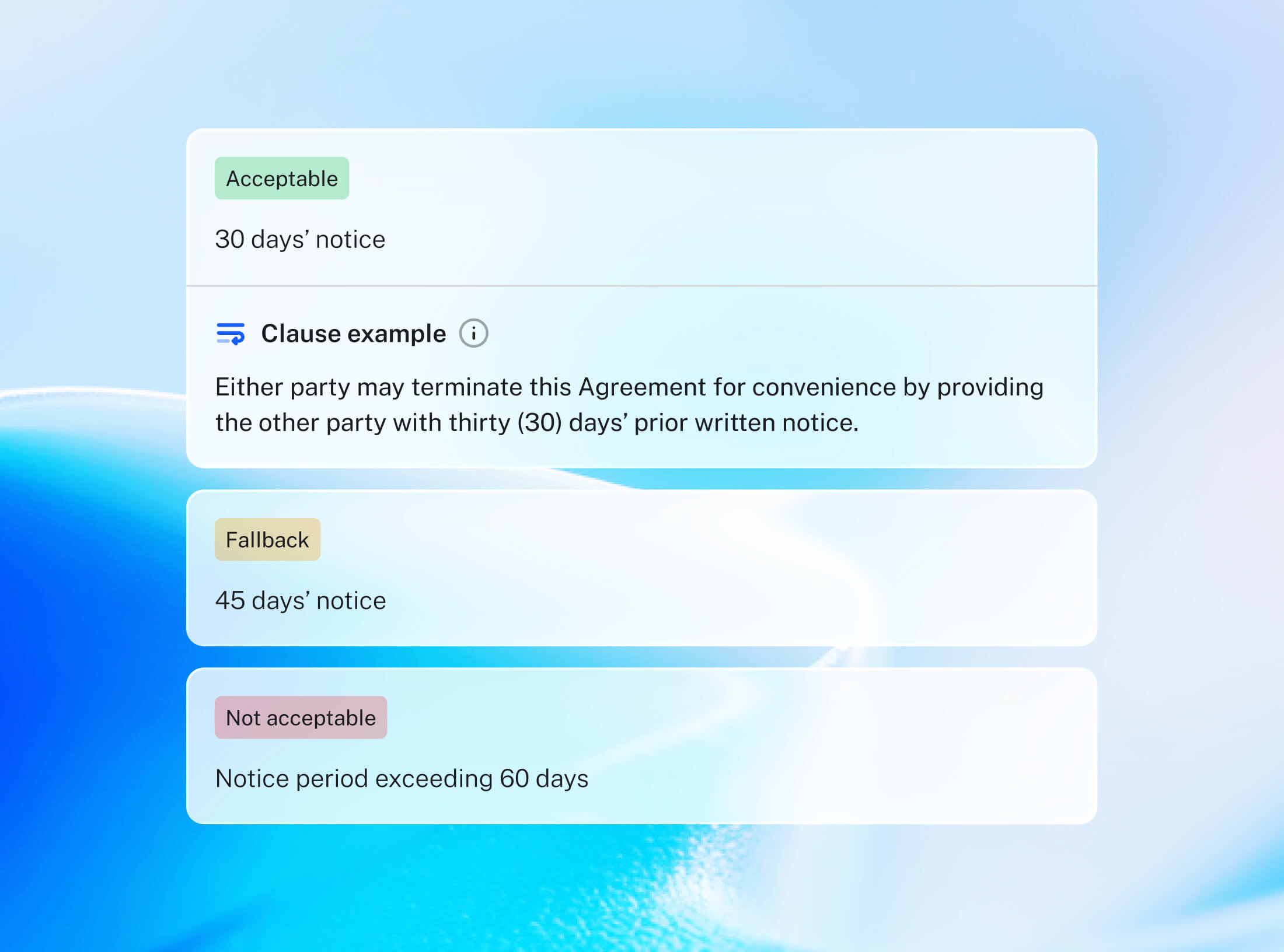 LEGALFLY evaluating contract clauses using playbook rules with acceptable and fallback positions