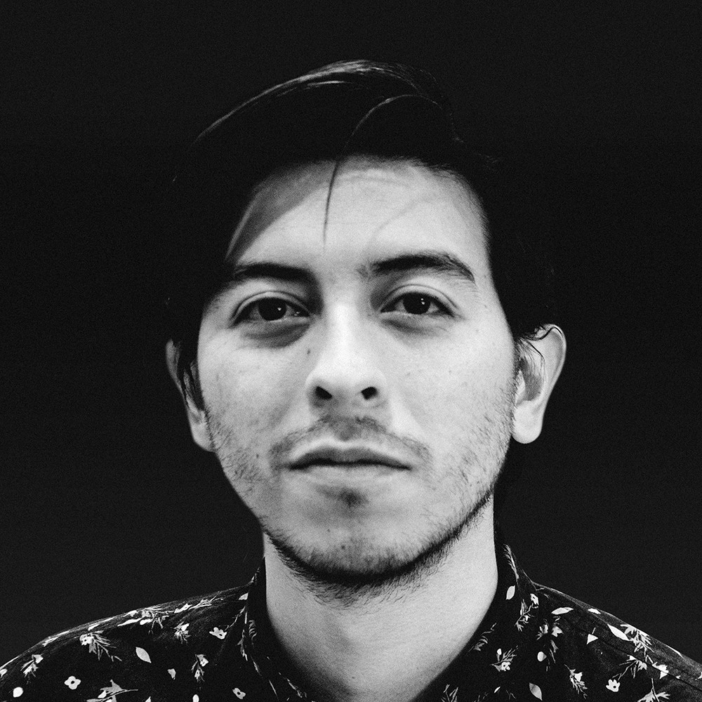 Jose Fresneda in black and white patterned shirt