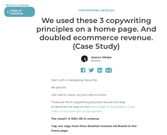 case studies from Copyhackers