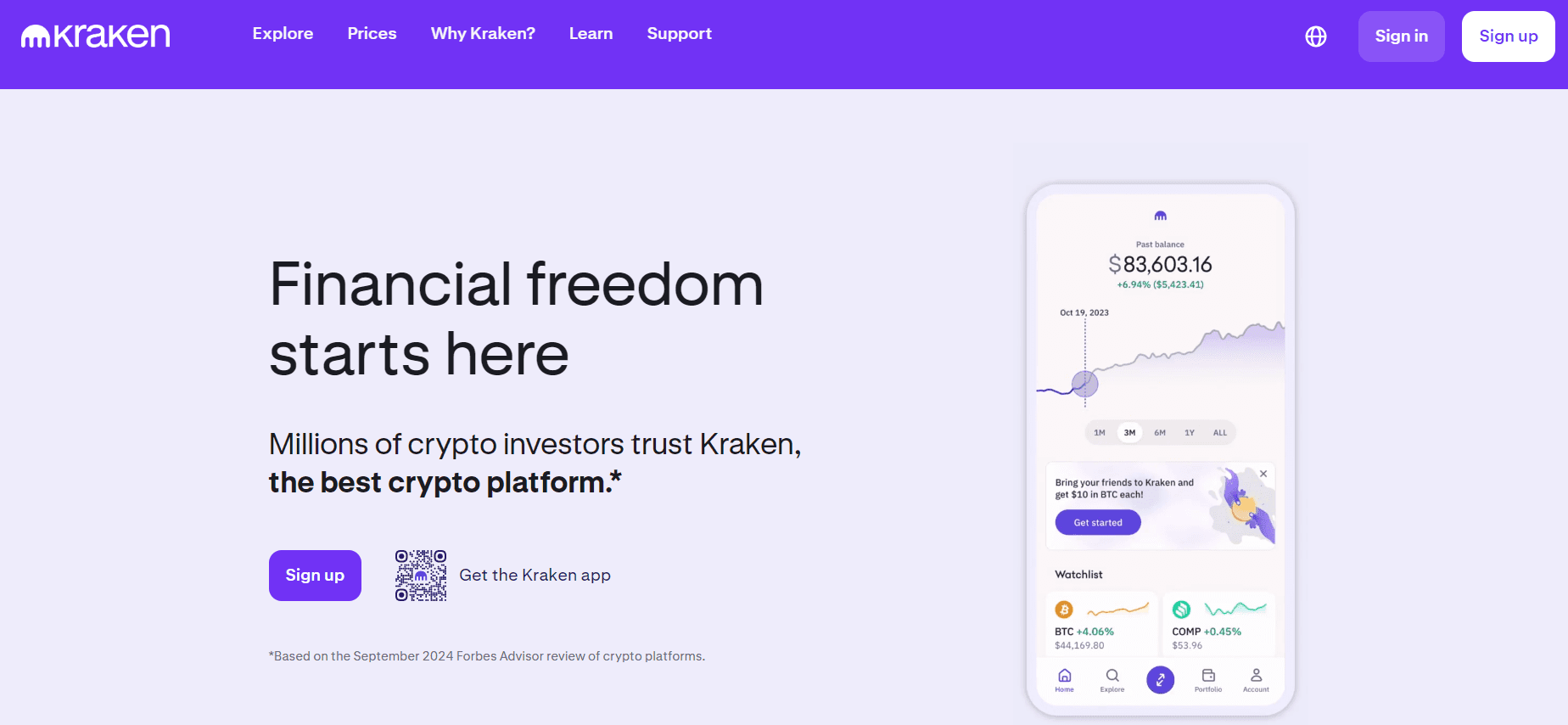 Kraken’s website