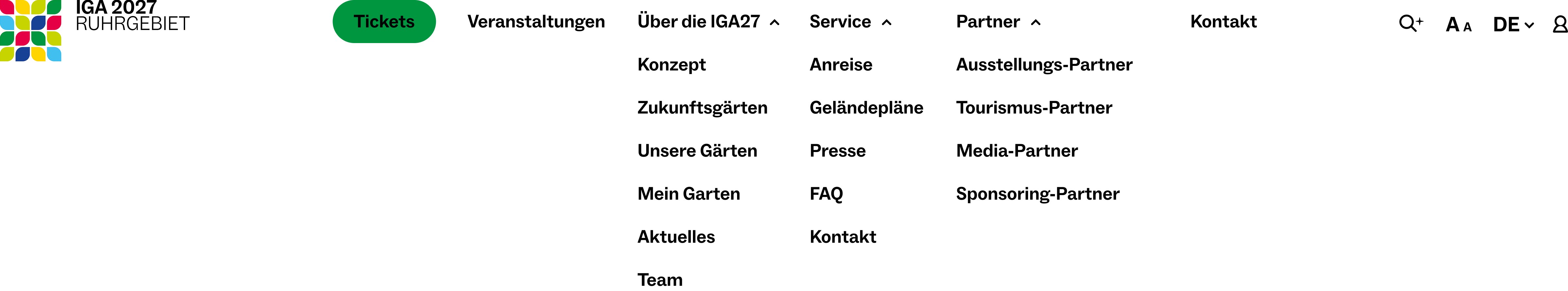 Updated main navigation for the time before the fair starts