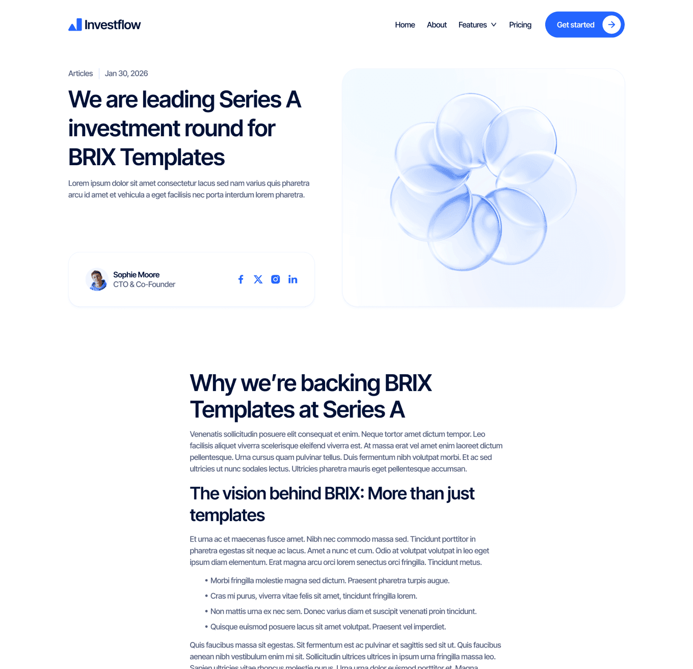 Investflow - Blog Post Page - Investment Firm Framer Template