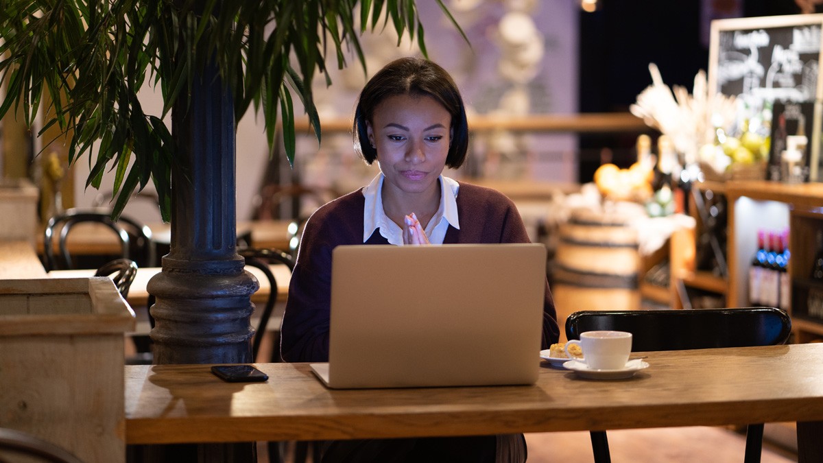 A small business owner working on her laptop 