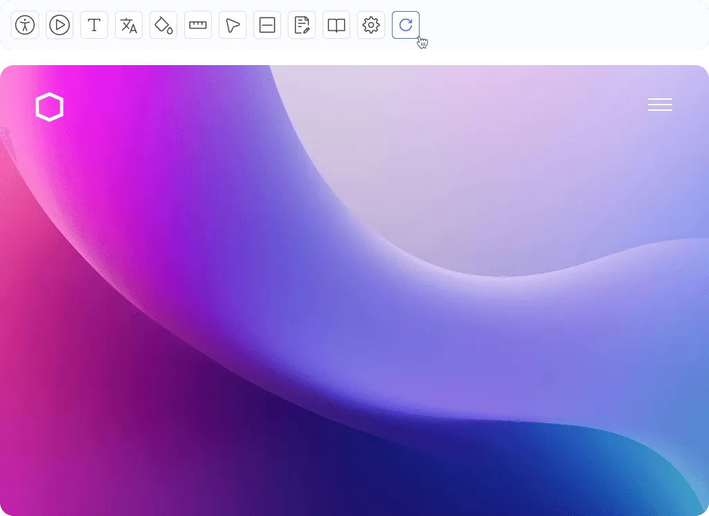 Adjustable accessibility toolbar above a generic website