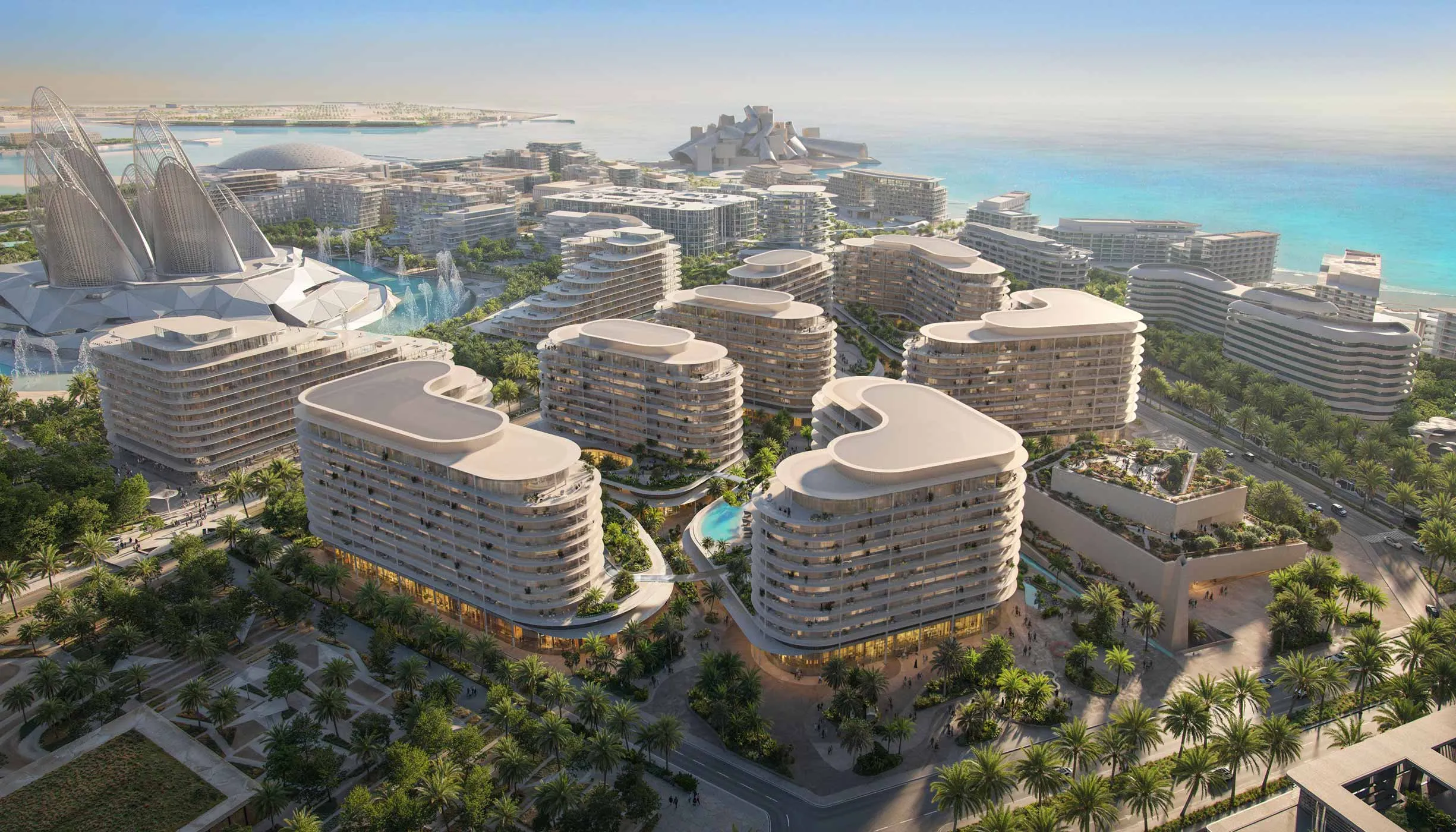 New Dubai city development on Saadiyat Beach, showcasing modern architecture and coastal landscapes.