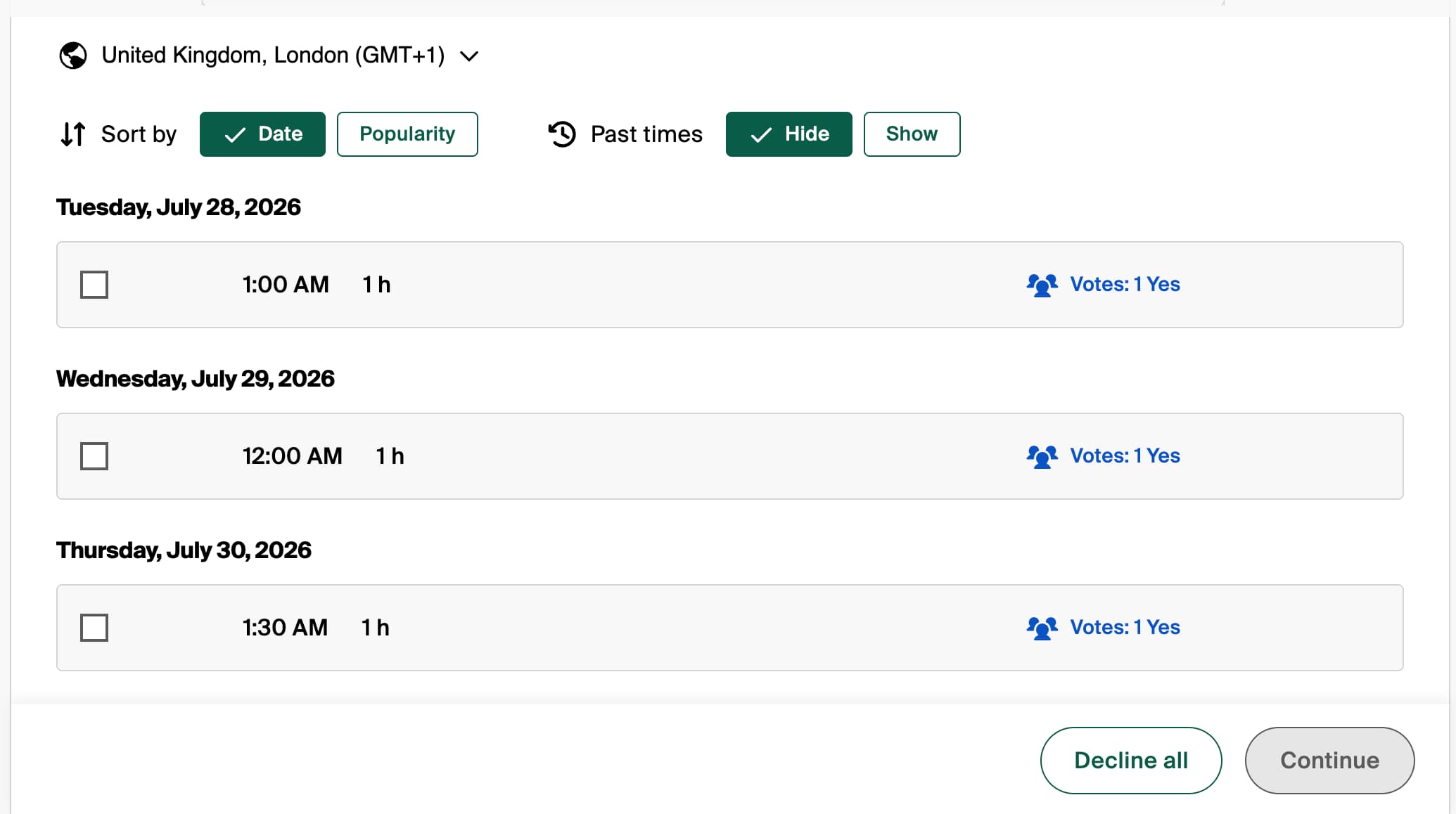 Doodle group poll creation page for finding meeting availability