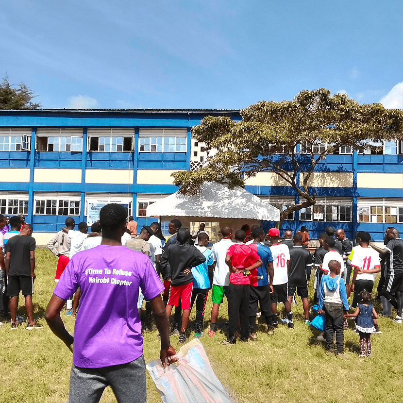 People gathered at a field