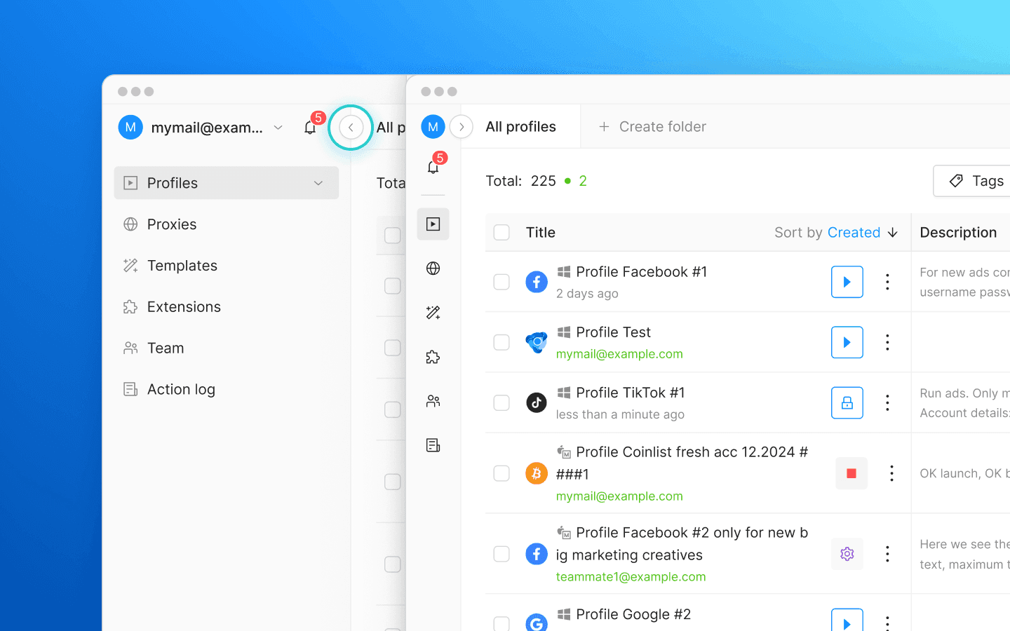 The sidebar can collapse into a compact set of icons whenever you need more workspace