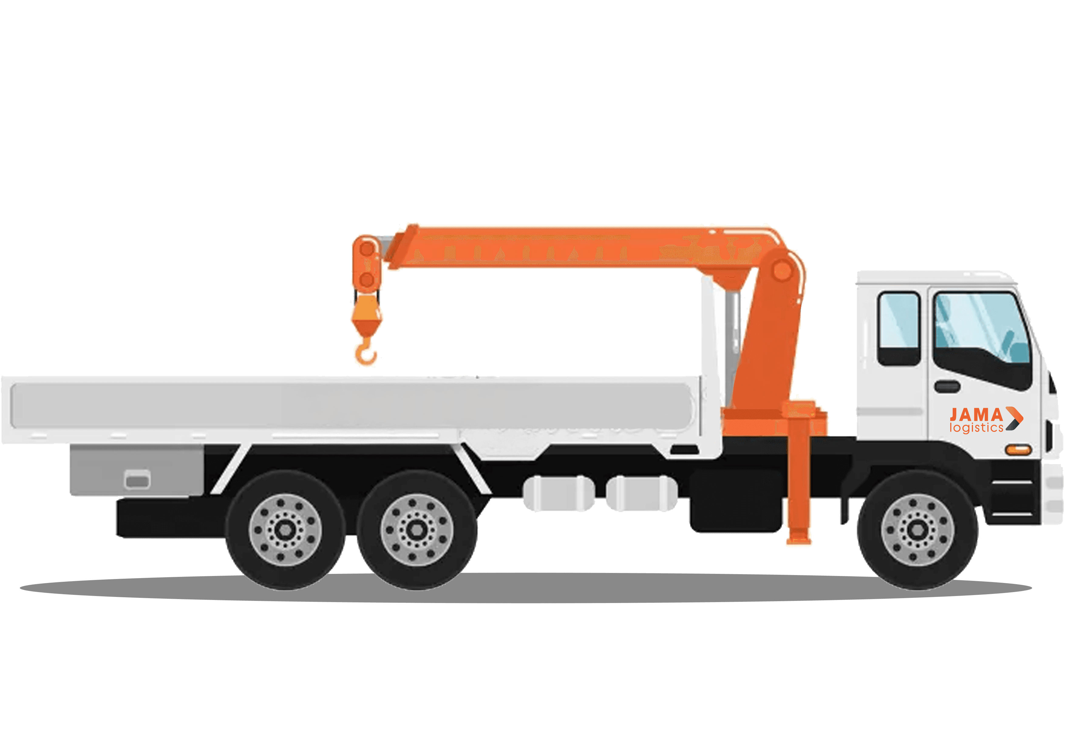image of a hiab with the jama logistics logo on the side