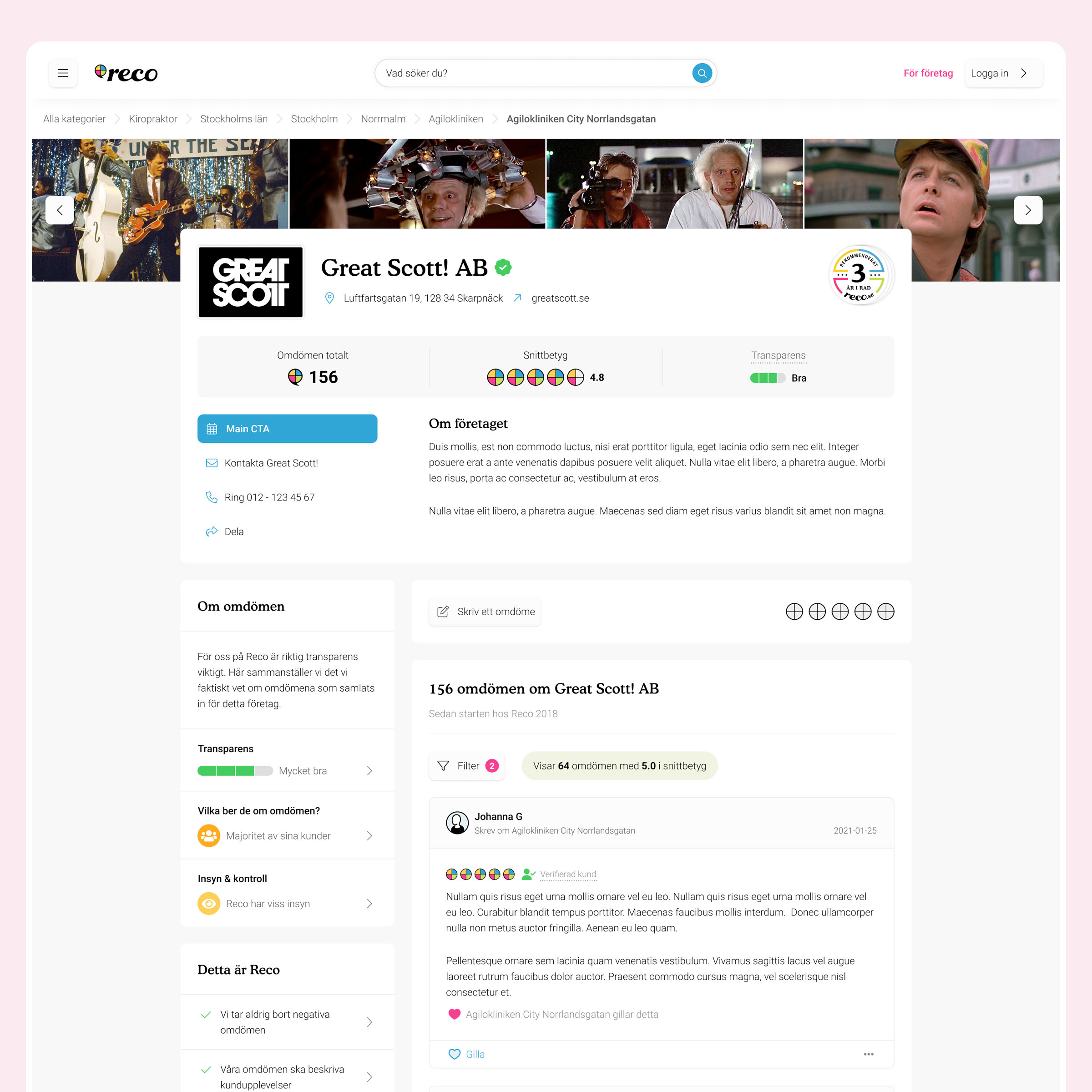 UI and UX work for Reco