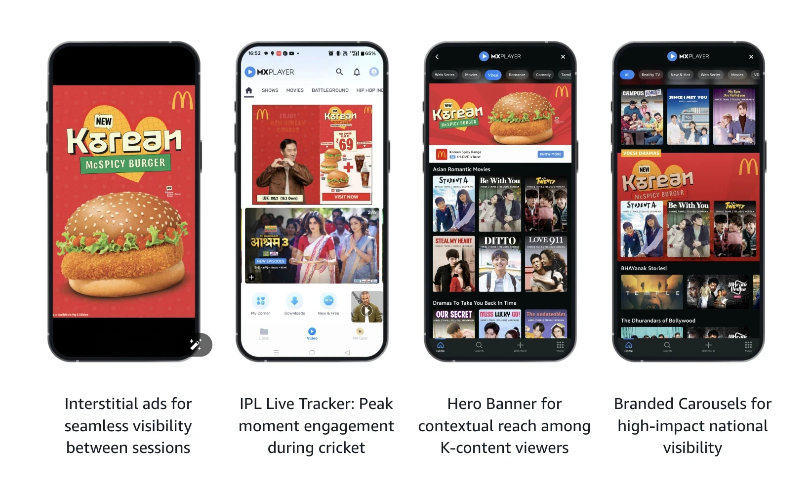 McDonald's branded carousel and interstitial ads to showcase multiple items from a Korean-inspired menu launch