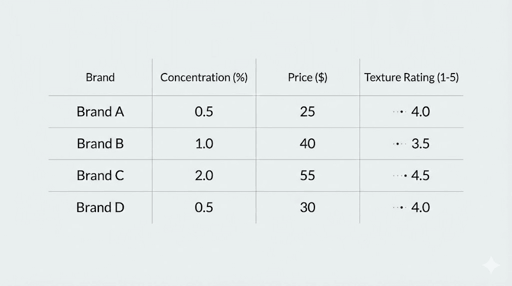Best copper peptide serum comparison chart by brand and concentration