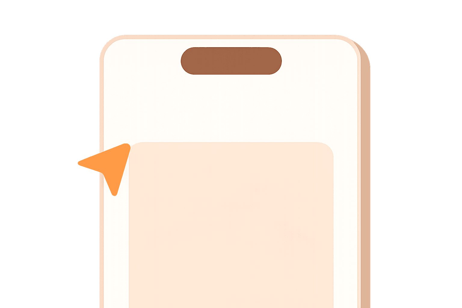 Mobile illustration with cursor shown for fast onboarding