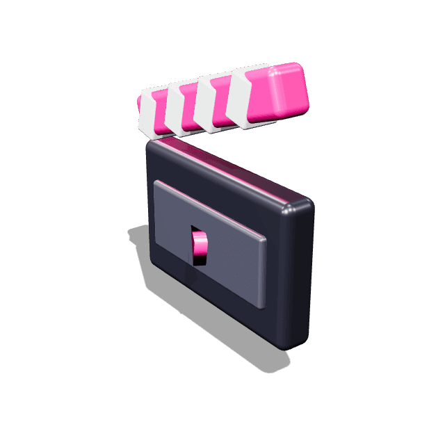 Three dimensional icon of a film clapperboard