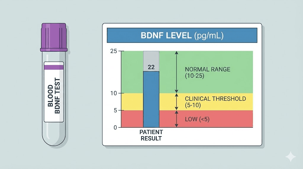 BDNF blood serum testing and normal level ranges for monitoring brain health