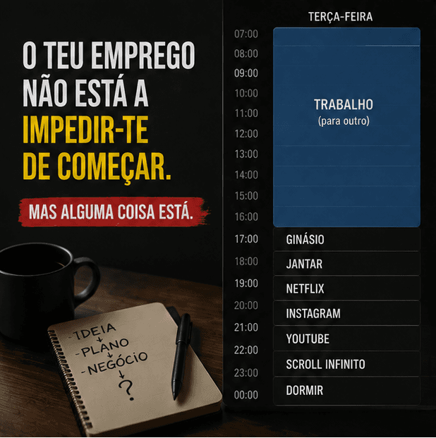 Caderno e caneca numa mesa junto à janela
