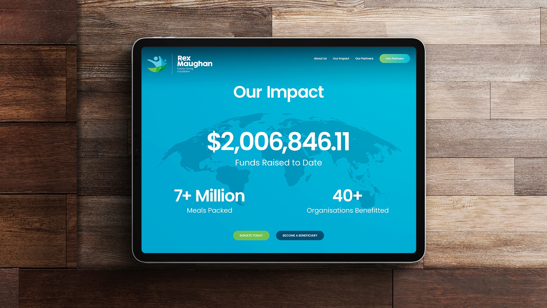 Event style guide set on an iPad on a wooden background