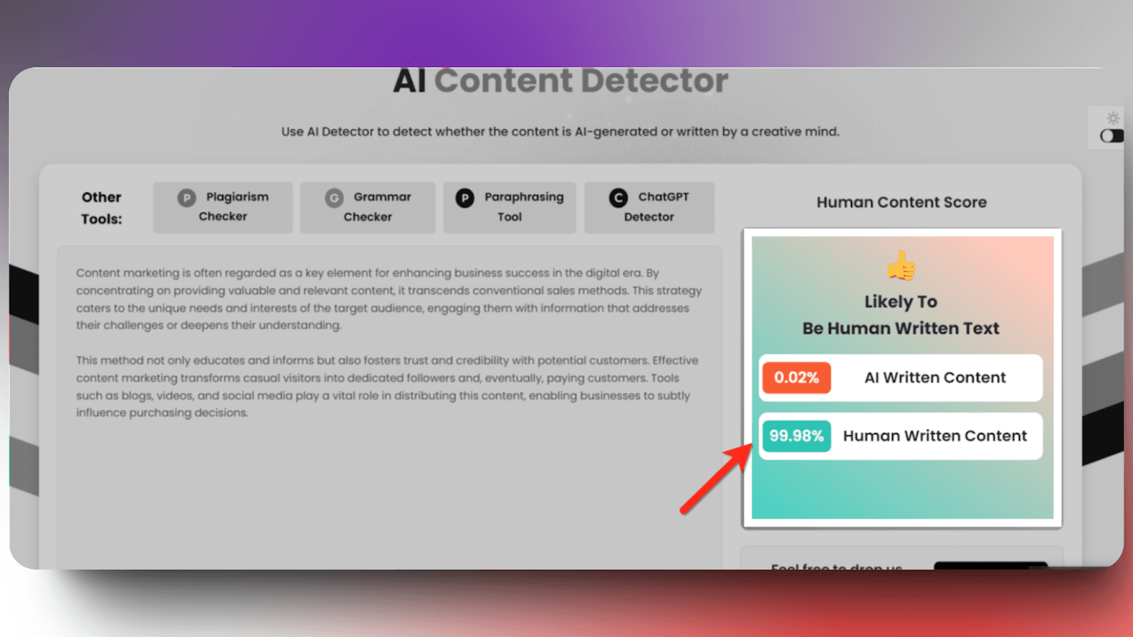 HIX.AI - Human content score