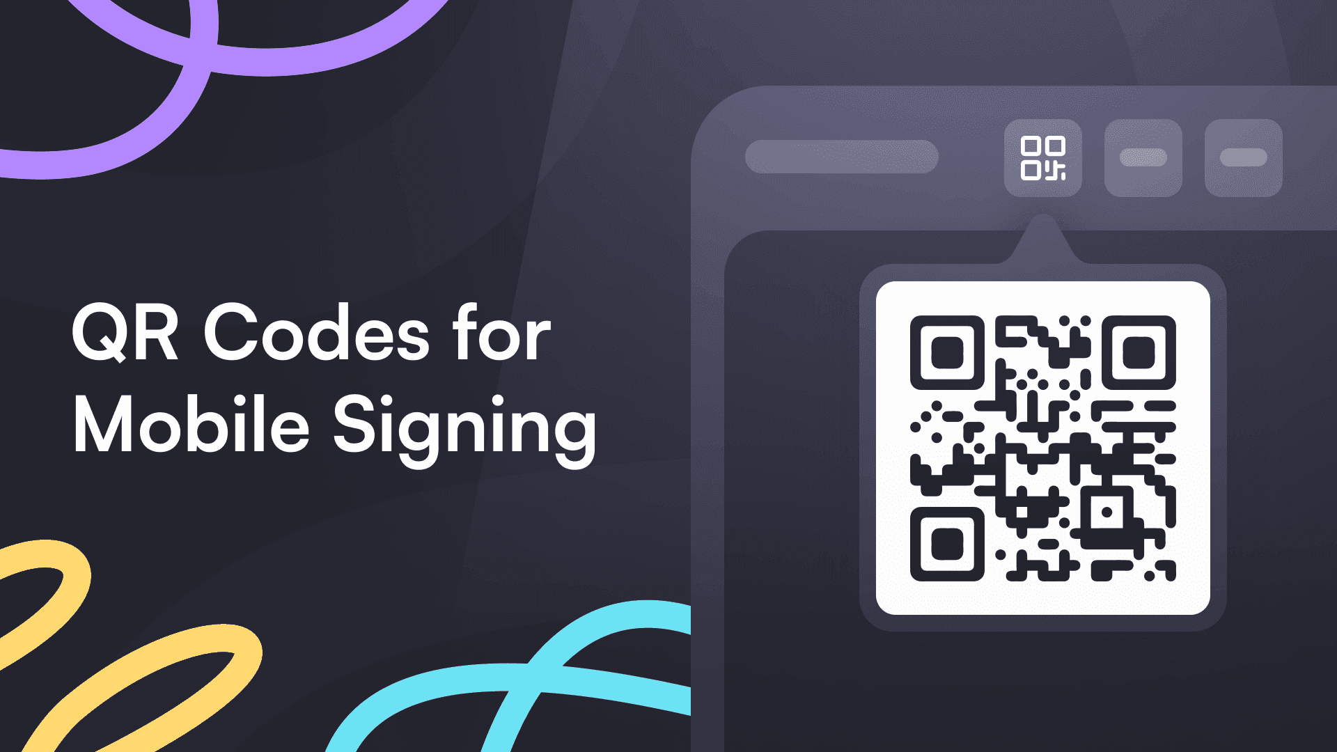 QR Codes for Mobile Signing feature illustration with a QR code on a phone screen.