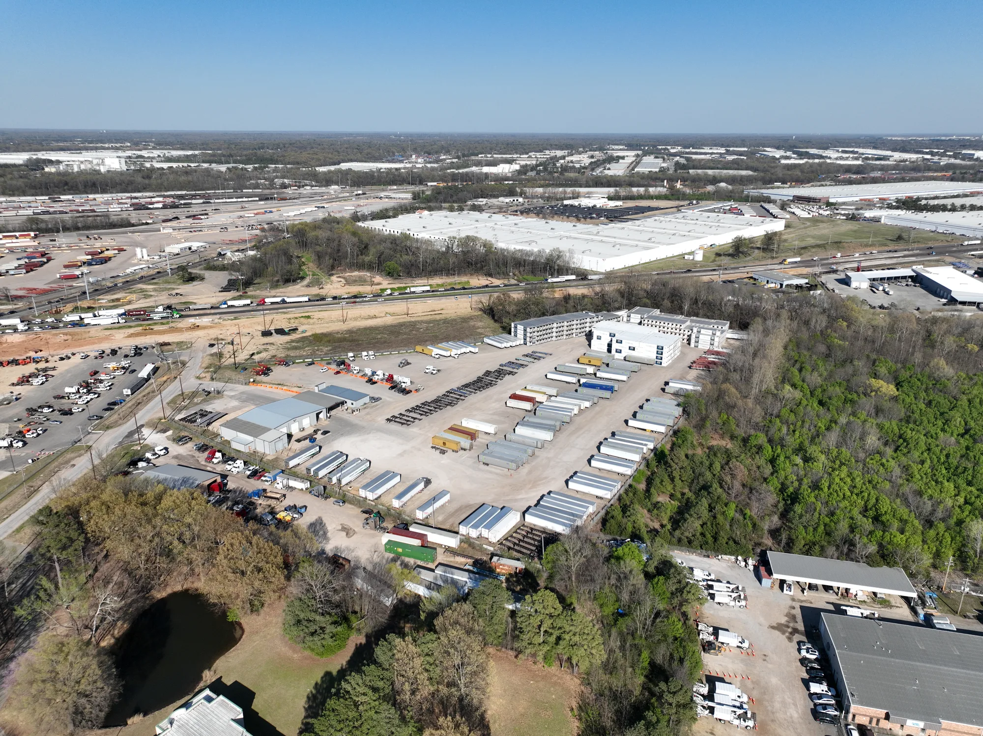 Aerial view of the industrial outdoor storage site at 4727 Pleasant Run Rd, Memphis, TN