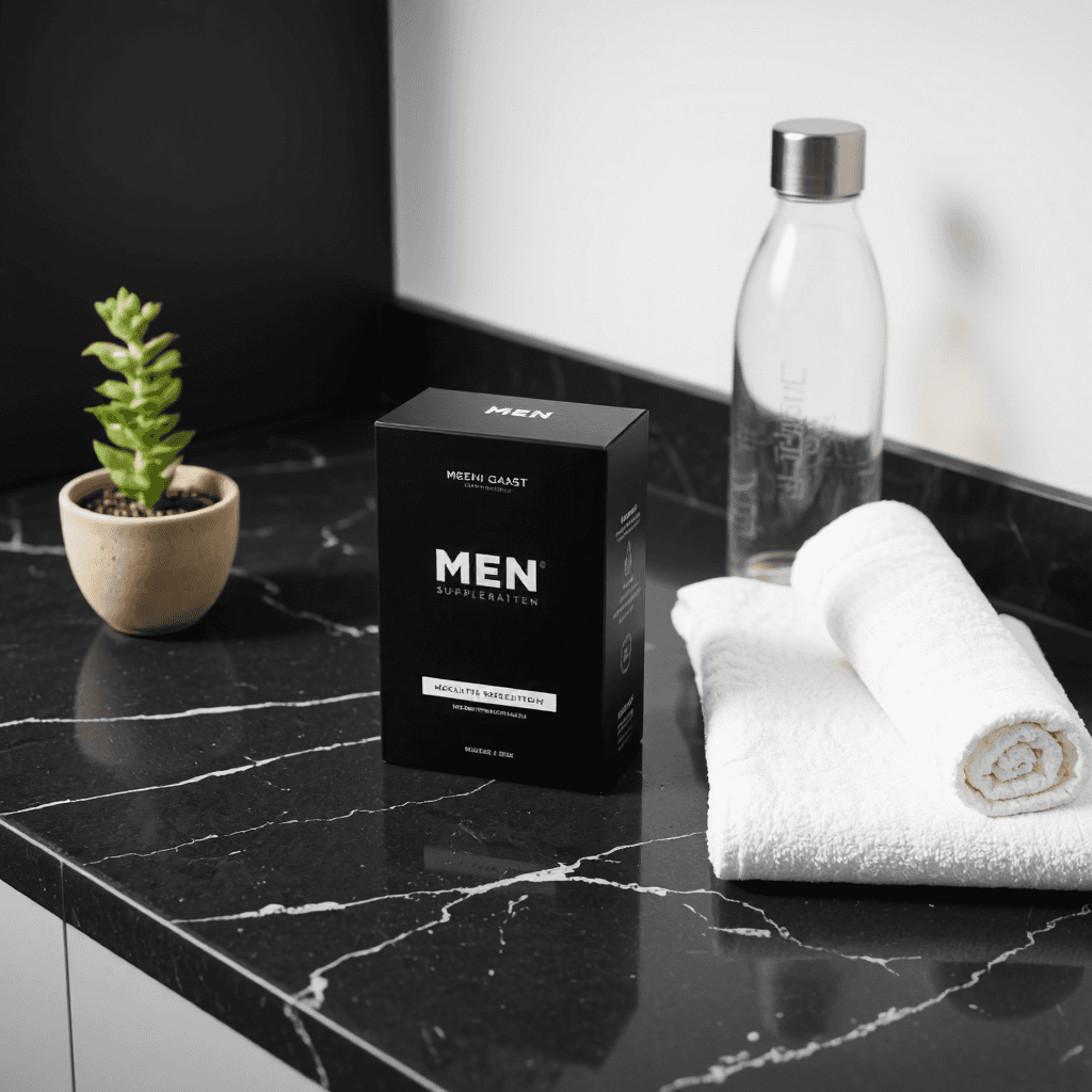 product photography of men's health supplement box